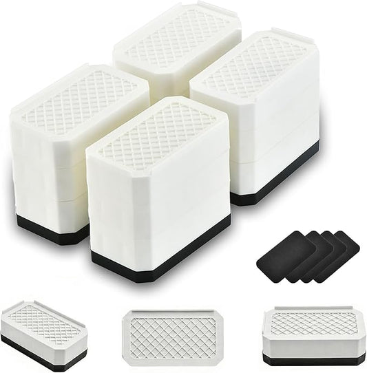 Rectangle Bed Risers Furniture Risers Heavy-Duty Rectangular Adjustable Block Lift to 3 inches and 4.3 inches Desk, Sofa, Chair Legs, Support up to 4000 pounds WH-3
