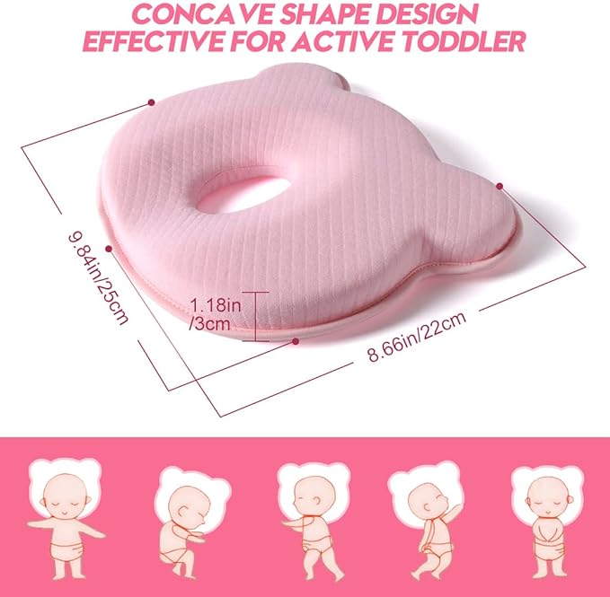 BIKBOK New Memory Foam Soft and Cozy Pillow Head Neck Support Pillow for Car Seat Breathable Bedding Set (Pink)