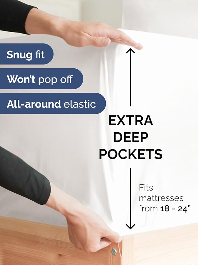 Extra Deep Full Sheet Set - 6 Piece Breathable and Cooling Sheets - Hotel Luxury Bedding for Women, Men, Kids & Teens - Easy & Secure Fit - Soft and Wrinkle Free - Extra Deep Pockets - Antique White
