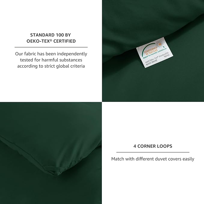 CozyLux Dark Emerald Green King Size Comforter Set, 3 Pieces Solid Breathable Quilted Bedding Sets, Luxury Fluffy Soft Bed Set with Down Alternative Comforter All Season (1 Comforter & 2 Pillowcases)