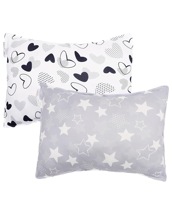ALVABABY Toddler Pillowcase Stretchy Soft Kids Pillow Cover Fit 13"x 18" or 12"x16" Envelope for Girl Boy Sleepy Travel 2 Pack 2TPE42A