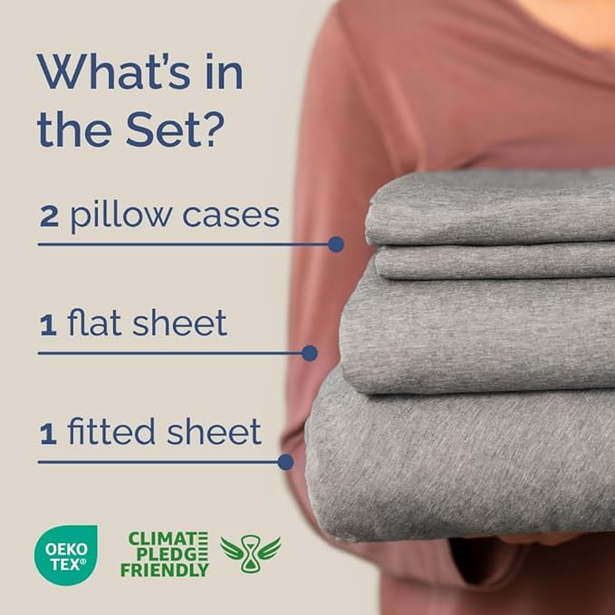 Full XL Size 4 Piece Sheet Set - Comfy Breathable & Cooling Bed Sheets Set - Hotel Luxury Bedding for Women, Men, Kids, Teens, Boys & Girls - Deep Pockets & Wrinkle Free - Oeko-Tex - Heathered Grey