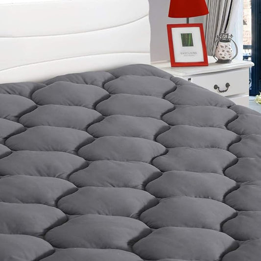 LEISURE TOWN Cotton Twin XL Mattress Pad Fitted Quilted Mattress Cover Pillow Top Mattress Topper Cooling Soft Breathable Mattress Protector with 8-21 Deep Pocket,Machine Washable (39x80 Grey)