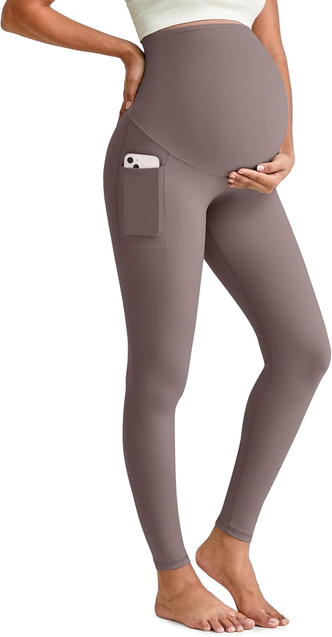 G4Free BareFeel Maternity Leggings with Pockets Over The Belly Stretchy Workout Yoga Pregnancy Pants