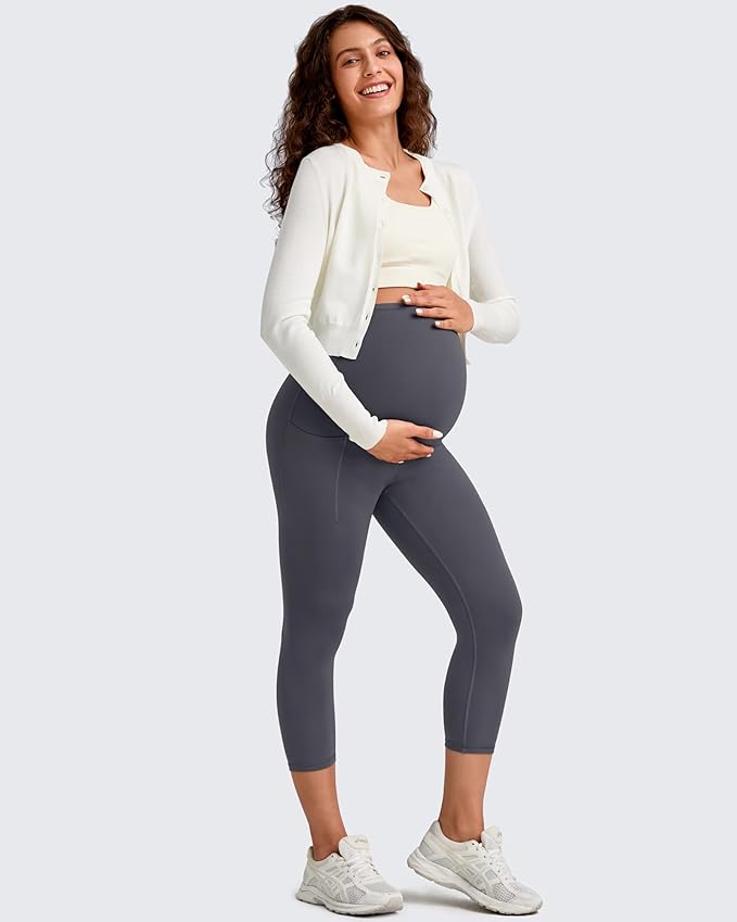 G4Free BareFeel Maternity Leggings with Pockets Over The Belly Stretchy Workout Yoga Pregnancy Pants