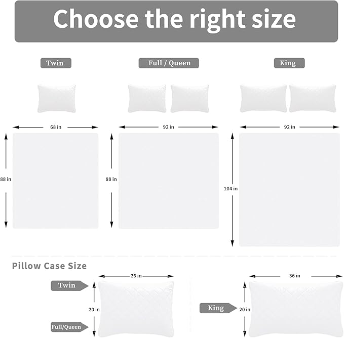 Easy-Going California King Size Reversible Quilt Set with 1 Quilt and 2 Pillow Shams, Soft Bed Quilt Cover, Water Resistant Lightweight Microfiber Bedspread, Stain Resistant, White/White