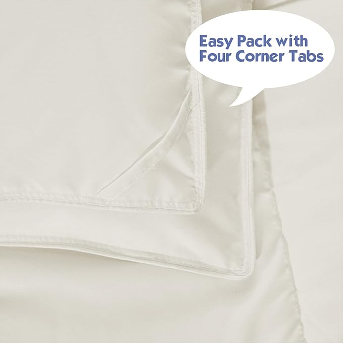HIG 3pc Down Alternative Comforter Set - All Season Reversible Comforter with Sham - Quilted Duvet Insert with Corner Tabs - Box Stitched - Super Soft, Fluffy (Twin/Twin XL, Ivory)