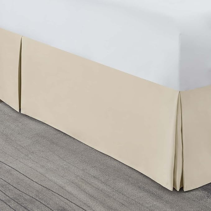 Nestl Cream Bed Skirt Queen Size - Queen Bed Skirt 14 Inch Drop - Brushed Microfiber - Hotel Quality Pleated Bed Skirt - Shrinkage & Fade Resistant