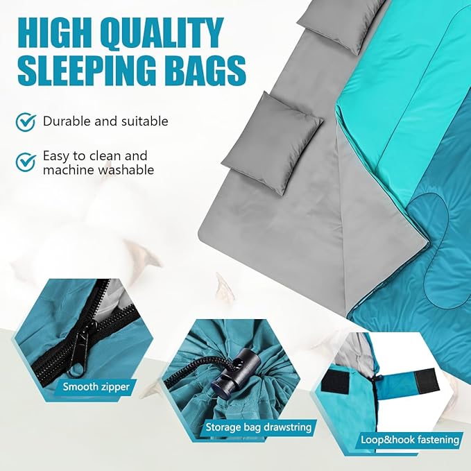 Camping Sleeping Bags for Adults Kids Waterproof Lightweight Sleeping Bag for Cold Weather or Warm Backpacking Hiking Mountaineering Indoor Outdoor Use