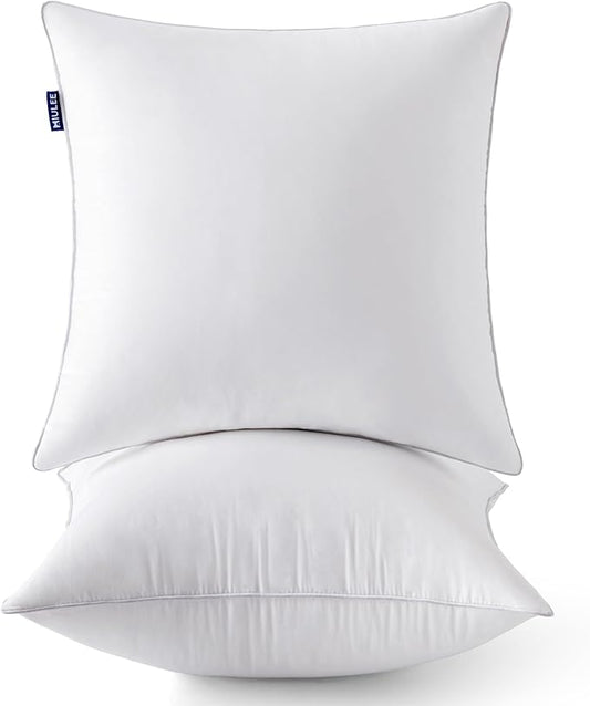 MIULEE 24 x 24 Pillow Inserts (Set of 2) -Decorative Throw Pillows with 100% Cotton Covers Square for Sofa Couch