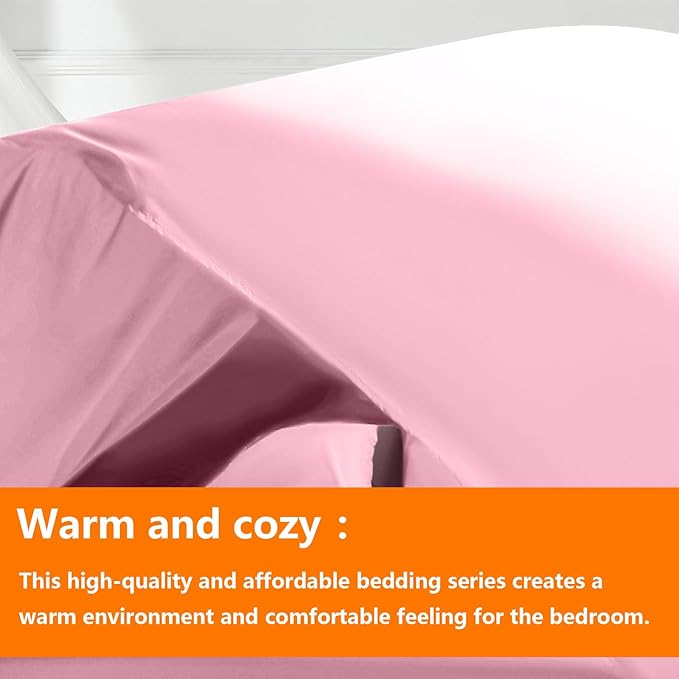 TAIMIT Pink King Size Comforter Set - 7 Pieces, Bed in a Bag Bedding Sets with All Season Soft Quilted Warm Fluffy Reversible Comforter,Flat Sheet,Fitted Sheet,2 Pillow Shams,2 Pillowcases