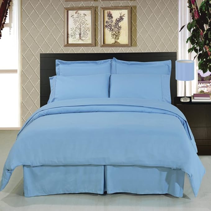 Royal Hotel's 8pc Queen size Bed-in-a-Bag Solid Blue 300-Thread-Count Siberian Goose Down Alternative Comforter 100 percent Egyptian-Cotton 100% Cotton - includes sheets and Duvet Cover Sets