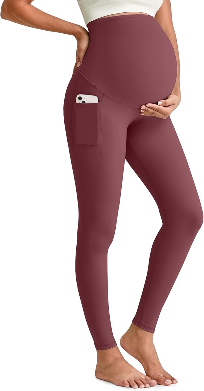 G4Free BareFeel Maternity Leggings with Pockets Over The Belly Stretchy Workout Yoga Pregnancy Pants