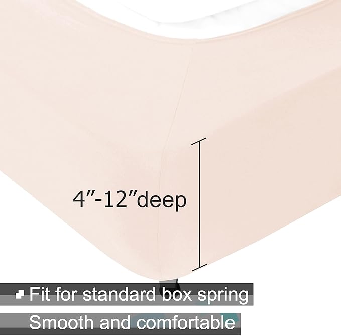Box Spring Cover Queen/Cal Queen Size - Jersey Knit & Stretchy Wrap Around 4 Sides Bed Skirt for Hotel & Home, Pink
