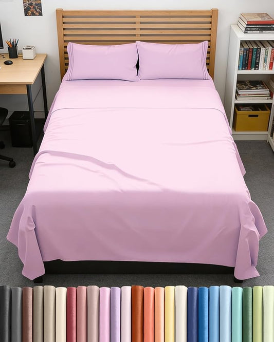 Full XL Size 4 Piece Sheet Set - Comfy Breathable & Cooling Bed Sheets Set - Hotel Luxury Bedding for Women, Men, Kids, Teens, Boys & Girls - Deep Pockets, Soft, Wrinkle Free - Oeko-Tex - Light Pink