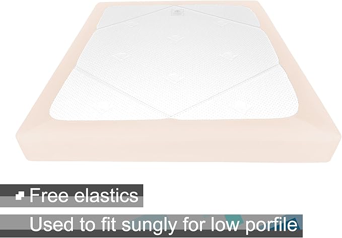 Box Spring Cover Queen/Cal Queen Size - Jersey Knit & Stretchy Wrap Around 4 Sides Bed Skirt for Hotel & Home, Pink