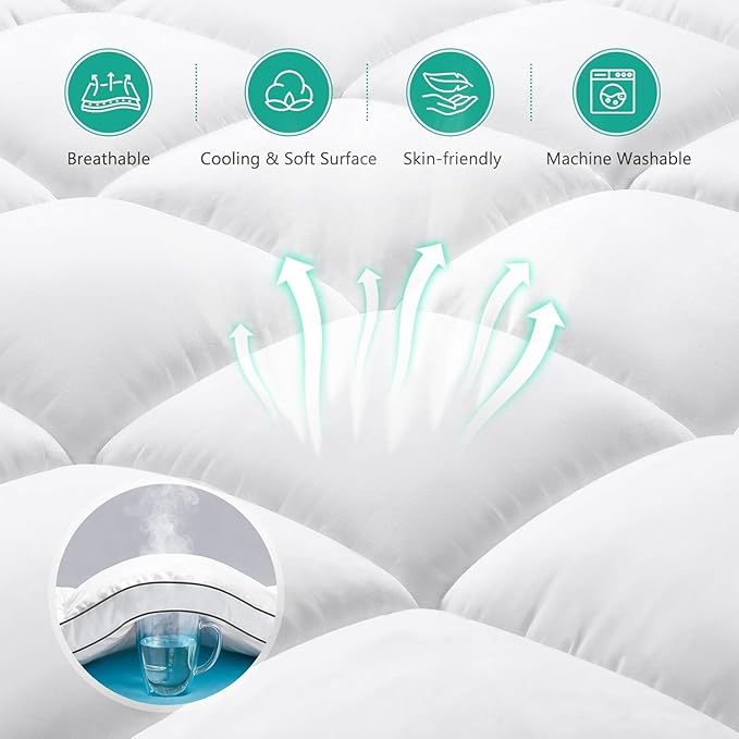 Dual Layer 4 Inch Memory Foam Mattress Topper California King Size, 2 Inch Cooling Gel Memory Foam Plus 2 Inch Pillow Top Thick Mattress Pad
