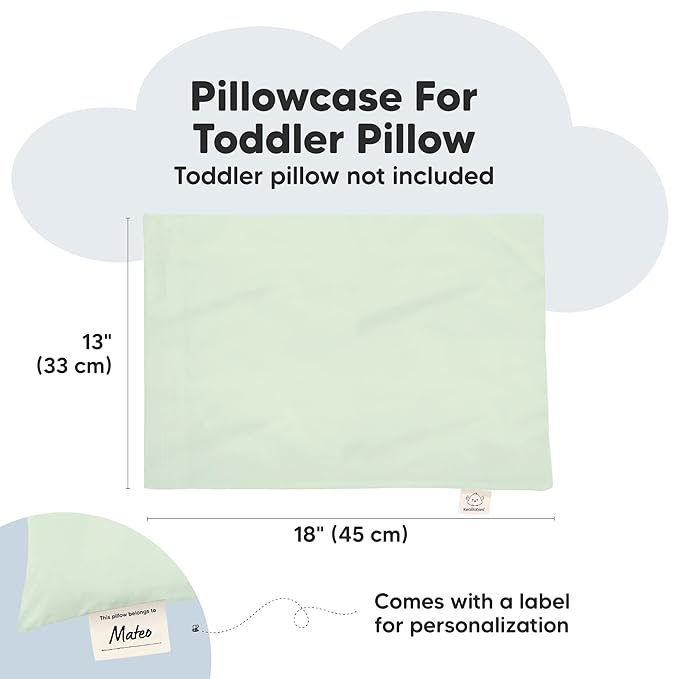 KeaBabies 13 x18 Toddler Pillowcase, Waterproof - Soft Waterproof Toddler Pillow Protector Cover for Kids, Boys, Girls, Durable Machine Washable, Small Travel Pillow Sold Separately (Sage)