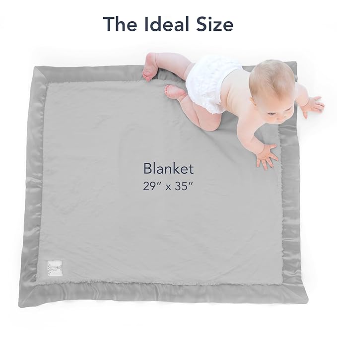 Little Giraffe Baby Blanket - Luxe Soft Blanket with Satin Trim - Baby Stroller Blanket - Newborn Baby Essentials & Baby Gifts - 29x35" - Silver