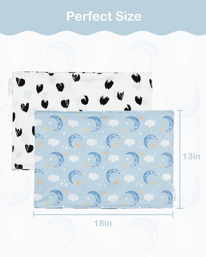 ALVABABY Toddler Pillowcases Stretchy Soft Kids Pillow Cover 2 Pack Fit 13"x 18" or 12"x16" Envelope for Girl Boy Sleepy Travel 2TPE24A