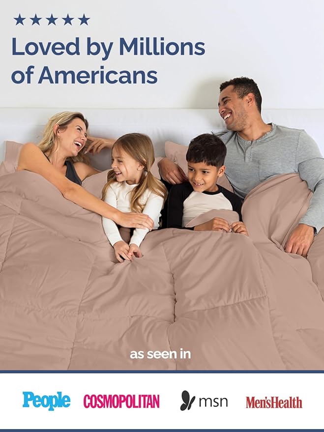 Full Size, Mauve Alternative Down Comforter - Warm, Lightweight & Breathable Hotel Quality Bedding Set for Men, Women, Kids and Teens - All Season Oversized Cooling Microfiber Duvet Insert Comforter