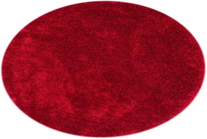 Hand Tufted SHAG Polyester ECO-Friendly Area Rugs - 8'x8', Round, Dark Pink, Solid Plain Design, High Pile Thick Handmade Anti Skid Area Rugs for Living Room, Bed Room K00111