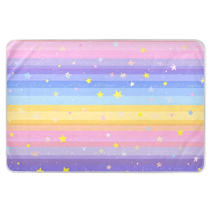 Waterproof Bed Pad Reusable Changing Pad Toddler Mattress Protector Large Pee Pad Baby Diaper Pad Soft Washable Liner Rainbow Stripes and Stars