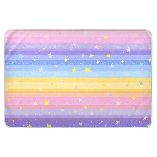 Waterproof Bed Pad Reusable Changing Pad Toddler Mattress Protector Large Pee Pad Baby Diaper Pad Soft Washable Liner Rainbow Stripes and Stars