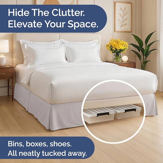 Pleated Bed Skirt Twin Size - 3 Sided Pleated Bed Skirt Twin - Ultra-Soft, Easy Fit with 15 Inch Tailored Drop - Hotel Quality, Wrinkle & Fade Resistant - for Women, Men, Kids and Teens - Light Grey