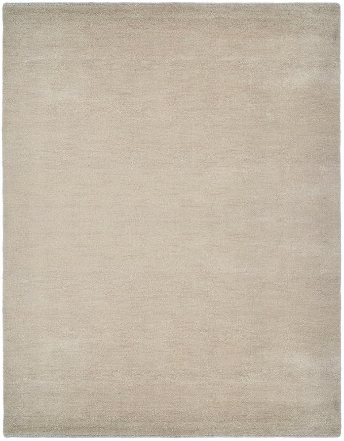 Hand Knotted Loom Wool ECO-Friendly Area Rugs - 5'x8', Rectangle, Beige Color, Solid Plain Design, High Pile Handmade Anti Skid Area Rugs for Living Room, Bed Room (L00111)