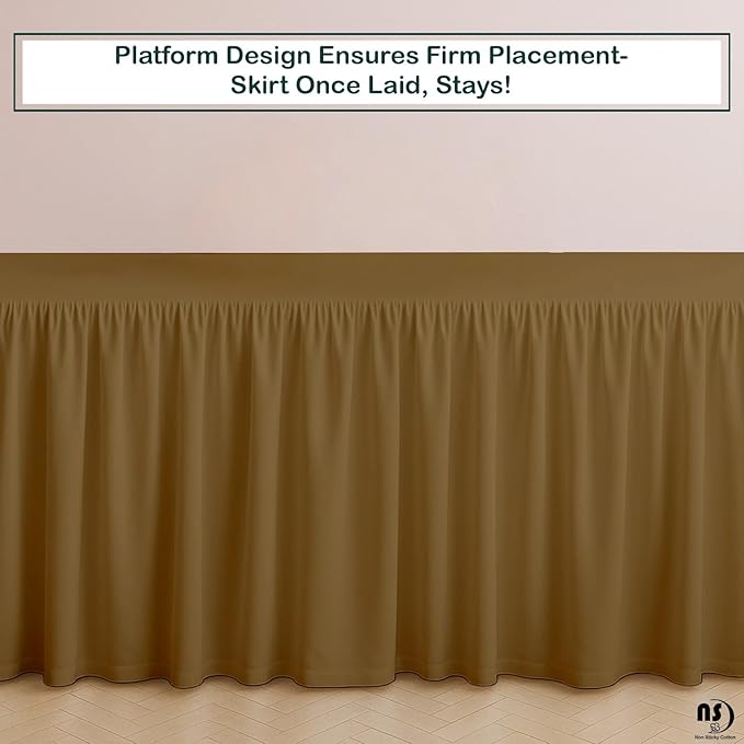 Premium Microfiber Full XL Ruffled Bed Skirt, 15” Drop with Split Corners, Soft Wrinkle Free Bedskirt with Platform, Solid Taupe Dust Ruffle for 54" x 80" Mattress