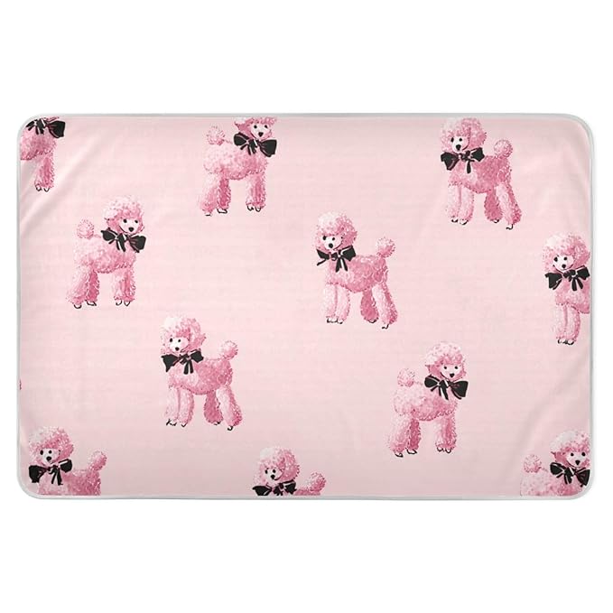 Waterproof Bed Pad Reusable Changing Pad Toddler Mattress Protector Large Pee Pad Baby Diaper Pad Soft Washable Liner Pink Cute Poodles