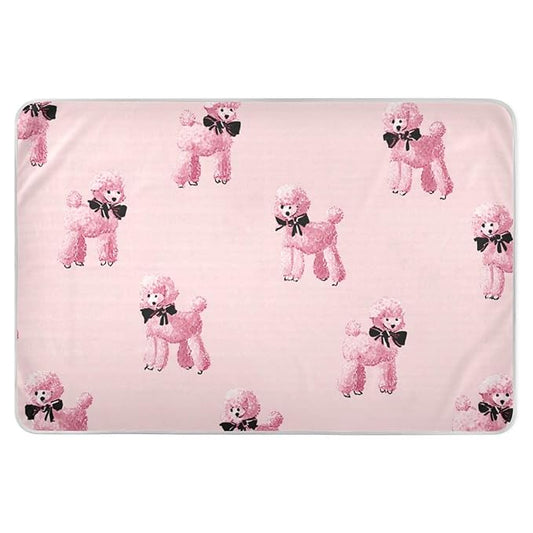 Waterproof Bed Pad Reusable Changing Pad Toddler Mattress Protector Large Pee Pad Baby Diaper Pad Soft Washable Liner Pink Cute Poodles