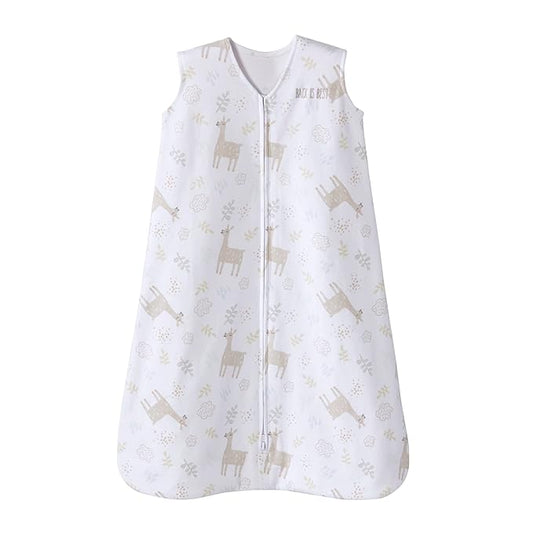 HALO SleepSack, 100% Cotton Wearable Blanket, Swaddle Transition Sleeping Bag, TOG 0.5, Llama Sand, Size Medium, 6-12 Months