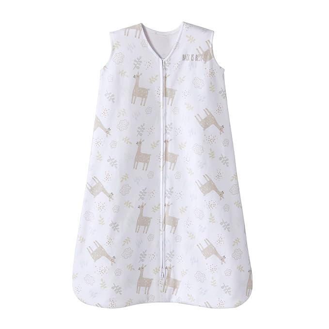 HALO SleepSack, 100% Cotton Wearable Blanket, Swaddle Transition Sleeping Bag, TOG 0.5, Llama Sand, Large, 12-18 Months