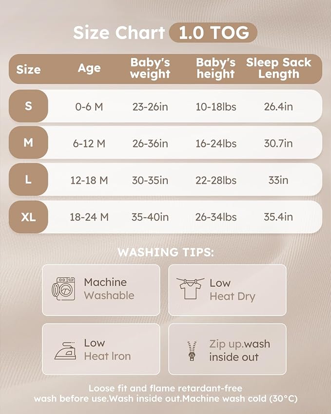 Yoofoss Rayon Made from Bamboo Baby Sleep Sack 12-18 Months 1.0 Tog Baby Wearable Blanket, Super Soft Infant Toddler Sleeping Sack 2-Way Zipper