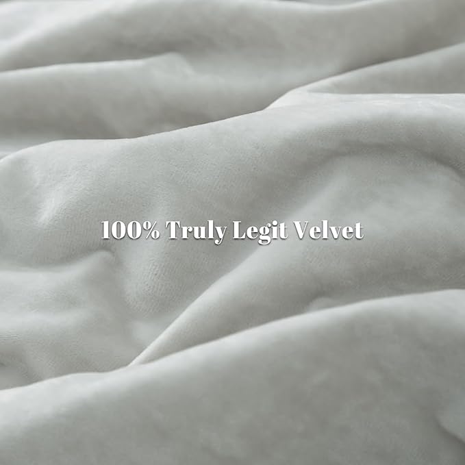 PHF Truly Velvet Duvet Cover Set Queen Size, 3pcs Ultra Soft Breathable Comforter Cover Set, Luxury Cozy Flannel Duvet Cover with Pillow Shams Bedding Collection, 90" x 90", Sliver Grey