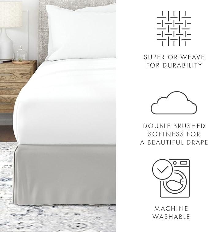 Linen Market Bed Skirt - Ultra Soft Microfiber - Easy Fit with 14" Tailored Drop - Hotel Quality, Shrinkage & Fade Resistant - Bed Cover - Full Size Bed Skirts - Bedroom Décor - (Full, Light Gray)