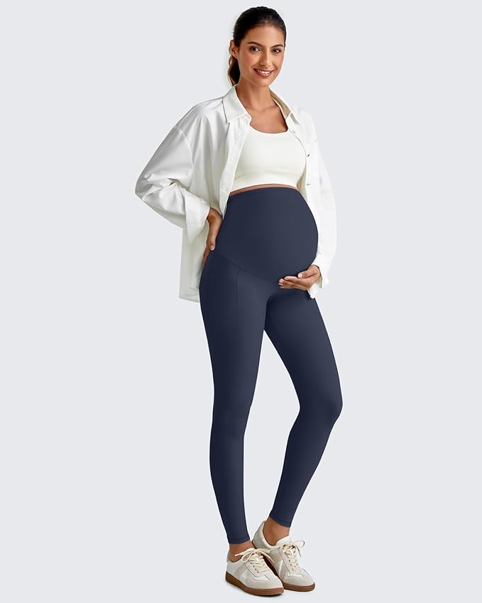 G4Free BareFeel Maternity Leggings with Pockets Over The Belly Stretchy Workout Yoga Pregnancy Pants
