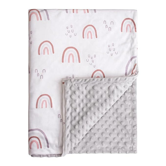 Baby Blankets for Girls, Rainbow Super Soft Nursery Minky Blanket for Newborn Baby, Double Layer with Dotted Backing, Essentials Receiving Bed Throw Blanket Stroller Crib Shower Gifts, 30 x 40 Inch