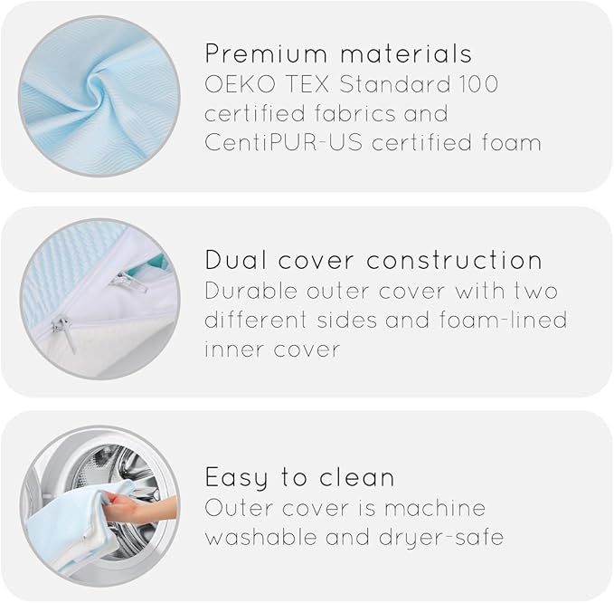 pillosophy Original Adjustable Loft Pillow • Gel-Infused Shredded Memory Foam Fill • Dual-Sided Washable Cooling Cover • Perfect for Back, Side, Stomach Sleepers (Queen Size, 1-pack)