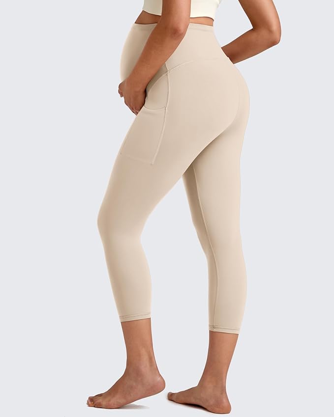 G4Free BareFeel Maternity Leggings with Pockets Over The Belly Stretchy Workout Yoga Pregnancy Pants