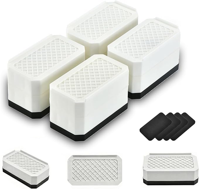 Rectangle Bed Risers Furniture Risers Heavy-Duty Rectangular Adjustable Block Lift to 3 inches and 4.3 inches Desk, Sofa, Chair Legs, Support up to 4000 pounds WH-2