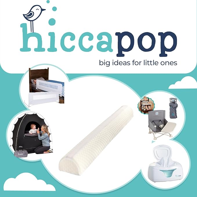 hiccapop [2-Pack] Foam Bed Bumpers for Toddlers, Toddler Bed Rails w/ Water-resistant Cover, Bed Guard Rail for Toddlers for Twin, Queen, King Beds