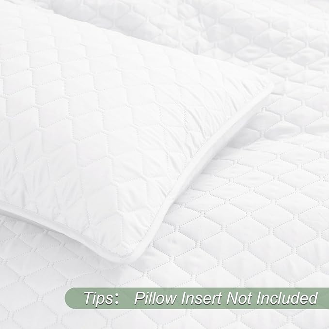 Exclusivo Mezcla Reversible California King Size Quilt Bedding Set with Pillow Shams, Lightweight Quilts Cal King Size, Soft Bedspreads Bed Coverlets for All Seasons - (White, 112"x104")