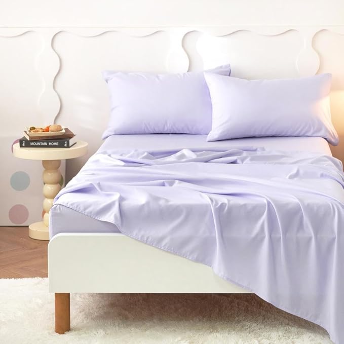 Wake In Cloud - Butterfly Bedding Set for Girls, Cute Colorful Butterfly Flowers Floral Comforter Set with Sheets, 5 Pieces Kids Bed in a Bag, Purple, Twin Size