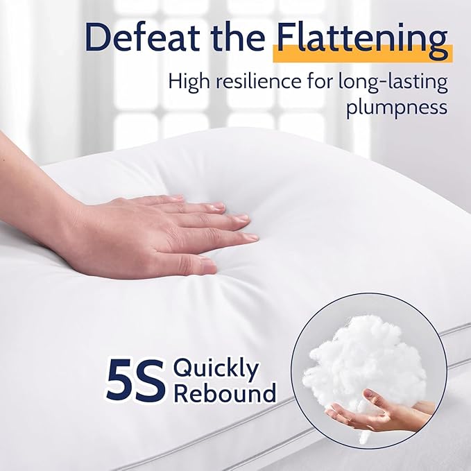 King Size Pillows Set of 4, Bed Pillows for Sleeping 4 Pack, Luxury Hotel Quality, Supportive King Pillows with Soft Down Alternative for Back Stomach Side Sleepers, Machine Washable