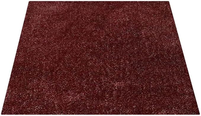 Hand Tufted SHAG Polyester ECO-Friendly Area Rugs - 8'x8', Square, Red White, Solid Plain Design, High Pile Thick Handmade Anti Skid Area Rugs for Living Room, Bed Room K00111