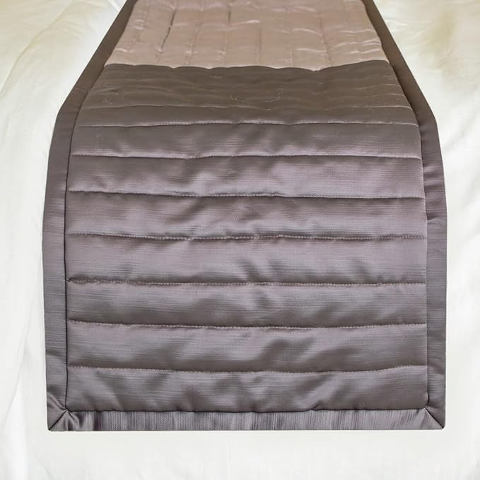 The HomeCentric King/Queen/Twin Purple Luxury Queen 74"x18" Bed Runner with One Pillow Cover, Patchwork, Quilted, Striped Bed Scarf on Satin Fabric - Plum Radiance