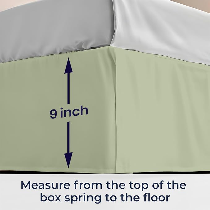 SGI Bedding 9 inch Drop Bed Skirt Twin Size - Platform Style with Secure Fit, Classic Tailored Look, Elegant Pleated Style Dust Ruffle, Split Corners, Wrinkle Resistant Microfiber - Sage